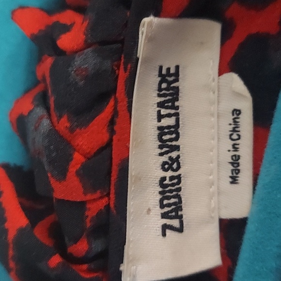 ZADIG & VOLTAIRE Tibo Leopard Print Red Black Ruffle Blouse Top Sz M - Picture 6 of 16